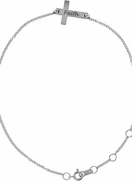 14K White Gold Engravable Cross 6 1/2-7 1/2