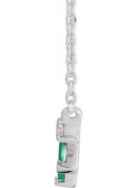 Platinum Natural Emerald & 1/5 CTW Natural Diamond Bar 16