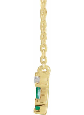 Platinum Natural Emerald & 1/5 CTW Natural Diamond Bar 16