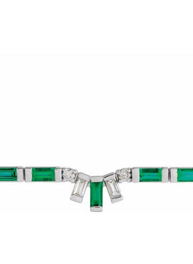 Platinum Natural Emerald & 1/5 CTW Natural Diamond Bar 16