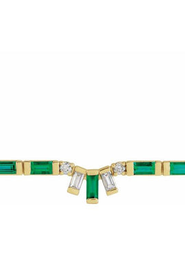 Platinum Natural Emerald & 1/5 CTW Natural Diamond Bar 16