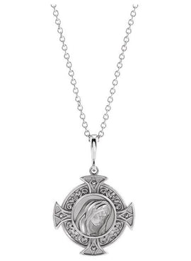 14K Yellow Gold Virgin Mary Cross Pendant