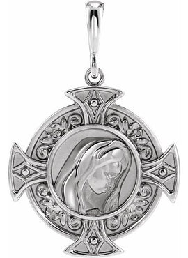 14K Yellow Gold Virgin Mary Cross Pendant