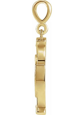 14K Yellow Gold Virgin Mary Cross Pendant