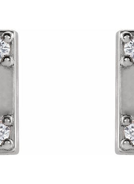 14K Rose Gold .03 CTW Natural Diamond Two-Stone Bar Earrings