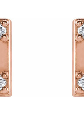 14K Rose Gold .03 CTW Natural Diamond Two-Stone Bar Earrings