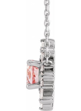 Sterling Silver Natural Pink Morganite & 3/8 CTW Natural Diamond Starburst 18