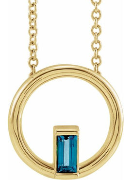 14K Yellow Gold Natural Pink Tourmaline Circle Pendant