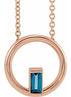 14K Yellow Gold Natural Pink Tourmaline Circle Pendant