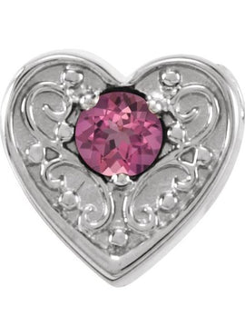 14K White Gold Natural Mozambique Garnet Heart Slide Pendant