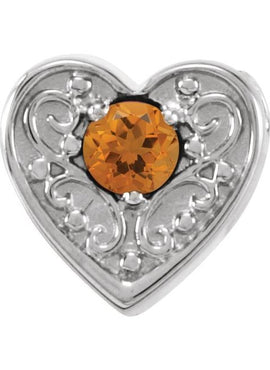 14K White Gold Natural Mozambique Garnet Heart Slide Pendant