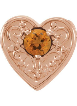 14K White Gold Natural Mozambique Garnet Heart Slide Pendant