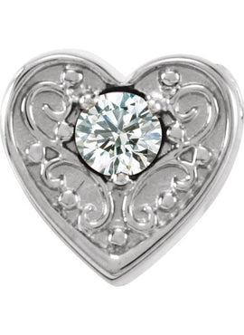14K White Gold Natural Mozambique Garnet Heart Slide Pendant
