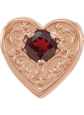 14K White Gold Natural Mozambique Garnet Heart Slide Pendant