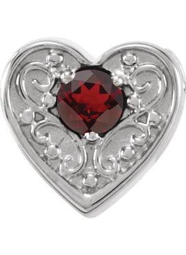14K White Gold Natural Mozambique Garnet Heart Slide Pendant
