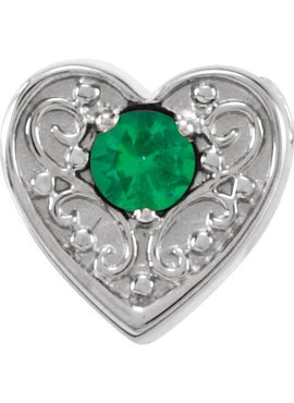 14K White Gold Natural Mozambique Garnet Heart Slide Pendant