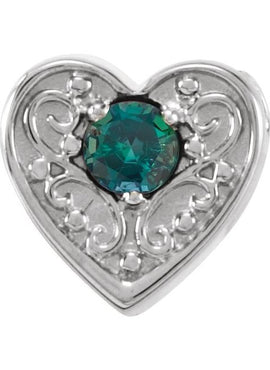 14K White Gold Natural Mozambique Garnet Heart Slide Pendant