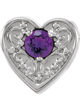 14K White Gold Natural Mozambique Garnet Heart Slide Pendant