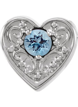 14K White Gold Natural Mozambique Garnet Heart Slide Pendant