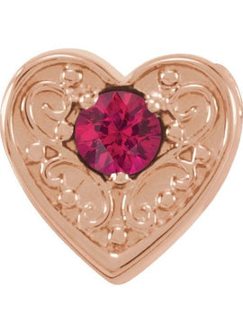 14K White Gold Natural Mozambique Garnet Heart Slide Pendant