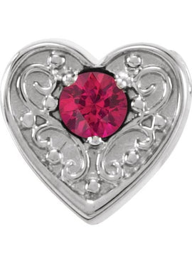 14K White Gold Natural Mozambique Garnet Heart Slide Pendant