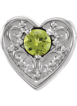 14K White Gold Natural Mozambique Garnet Heart Slide Pendant