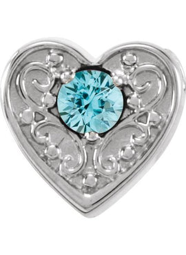 14K White Gold Natural Mozambique Garnet Heart Slide Pendant