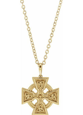 14K Yellow Gold Celtic-Inspired Cross Pendant