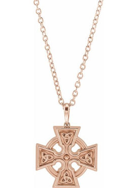 14K Yellow Gold Celtic-Inspired Cross Pendant