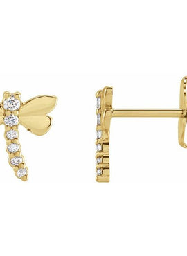 14K Yellow Gold .08 CTW Natural Diamond Dragonfly Earrings