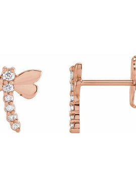 14K Yellow Gold .08 CTW Natural Diamond Dragonfly Earrings