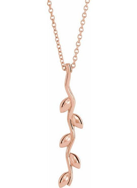 14K Rose Gold Family Vertical Bar Pendant