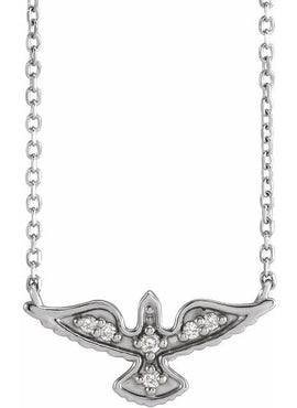 14K White Gold .05 CTW Natural Diamond Petite Holy Spirit 16
