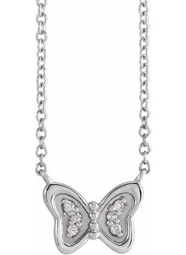 14K Rose Gold .025 CTW Natural Diamond Butterfly 16