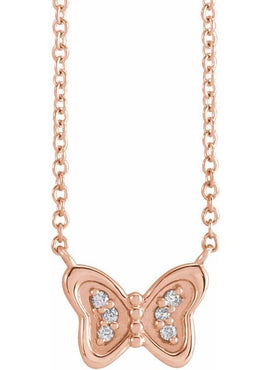 14K Rose Gold .025 CTW Natural Diamond Butterfly 16