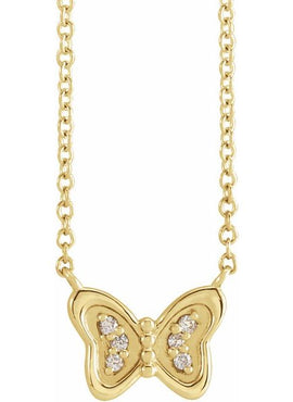 14K Rose Gold .025 CTW Natural Diamond Butterfly 16