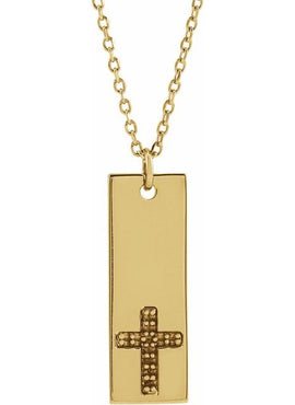14K White Gold .03 CTW Natural Diamond Bar Cross Pendant