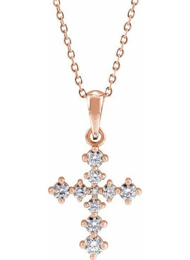 Platinum 3/8 CTW Natural Diamond Cross Pendant