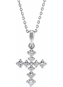Platinum 3/8 CTW Natural Diamond Cross Pendant