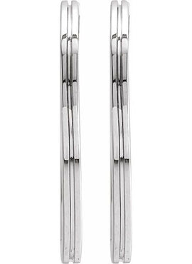 14K White Gold Grooved Hinged 15 mm Huggie Hoop Earrings