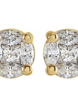 14K Yellow Gold 1/3 CTW Natural Diamond Cluster Earrings
