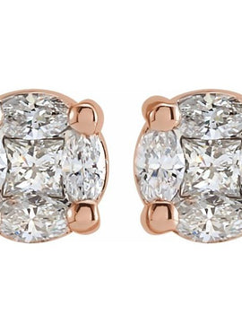 14K Yellow Gold 1/3 CTW Natural Diamond Cluster Earrings