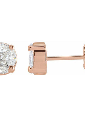 14K Yellow Gold 3/4 CTW Natural Diamond Cluster Earrings