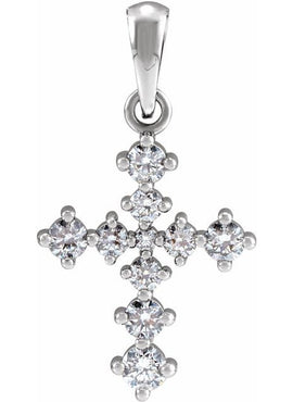 Platinum 3/8 CTW Natural Diamond Cross Pendant