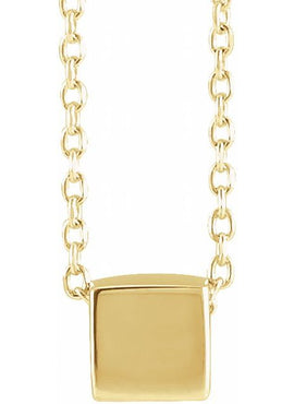 14K White Gold 5x5 mm Cube Pendant