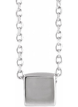 14K White Gold 5x5 mm Cube Pendant