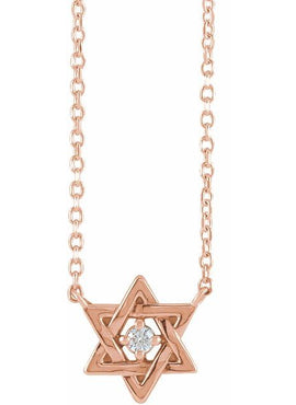 Sterling Silver .03 CT Natural Diamond Star of David 16