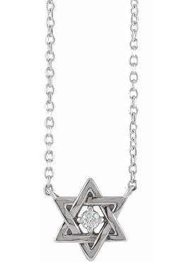 Sterling Silver .03 CT Natural Diamond Star of David 16