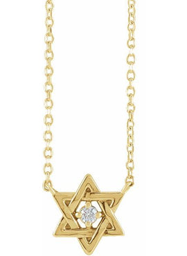 Sterling Silver .03 CT Natural Diamond Star of David 16
