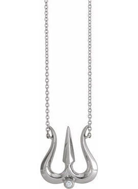 Platinum .03 CT Natural Diamond Shiva Trishula 16